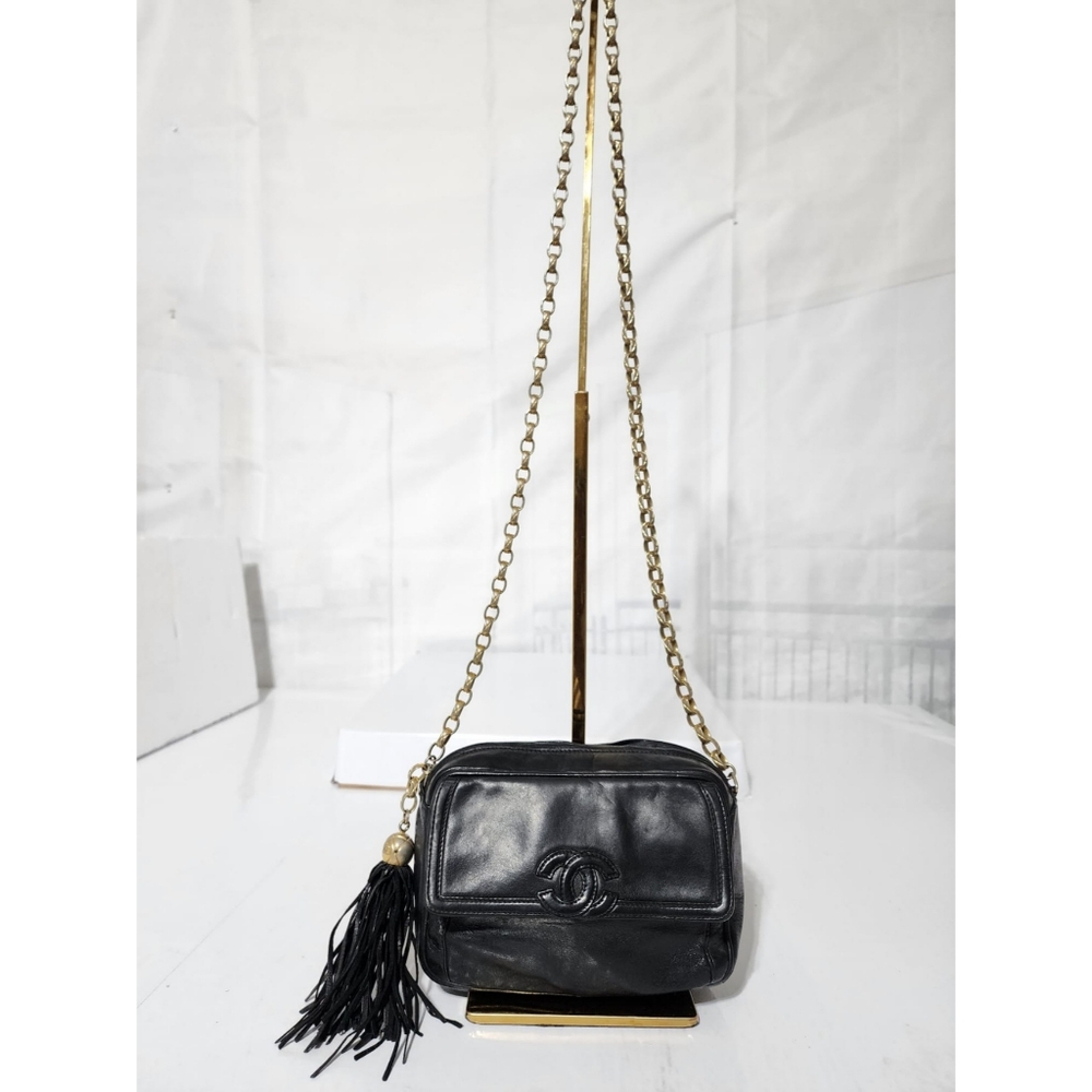 Chanel Lambskin Vintage Mini Fringe Camera Bag Black - Picture 5 of 15